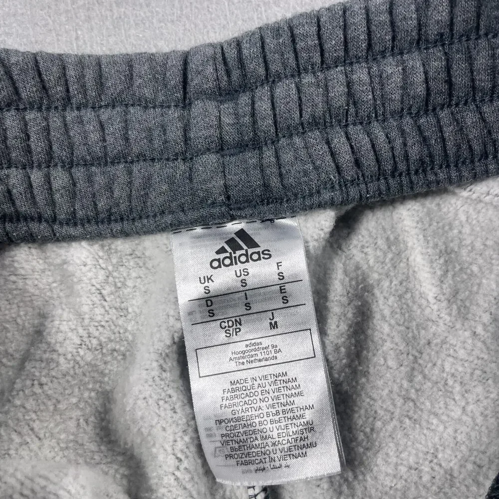 Adidas Sweatpants Men Small Gray Fleece Lined Straight Leg 3-Stripes Logo Athlet